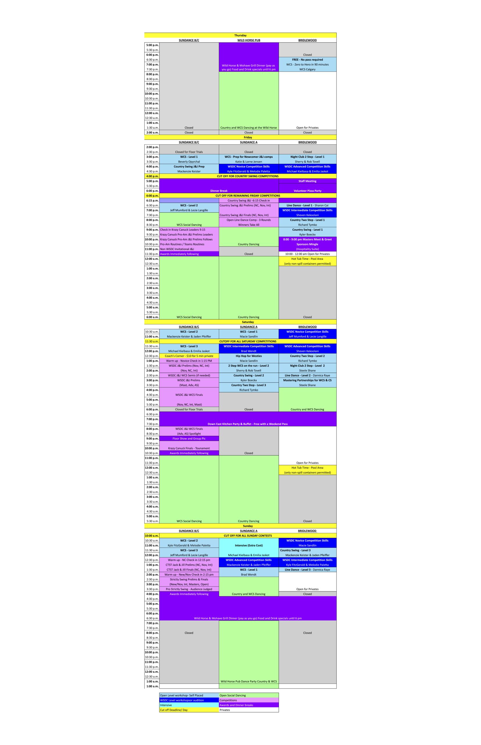 Event dance schedule